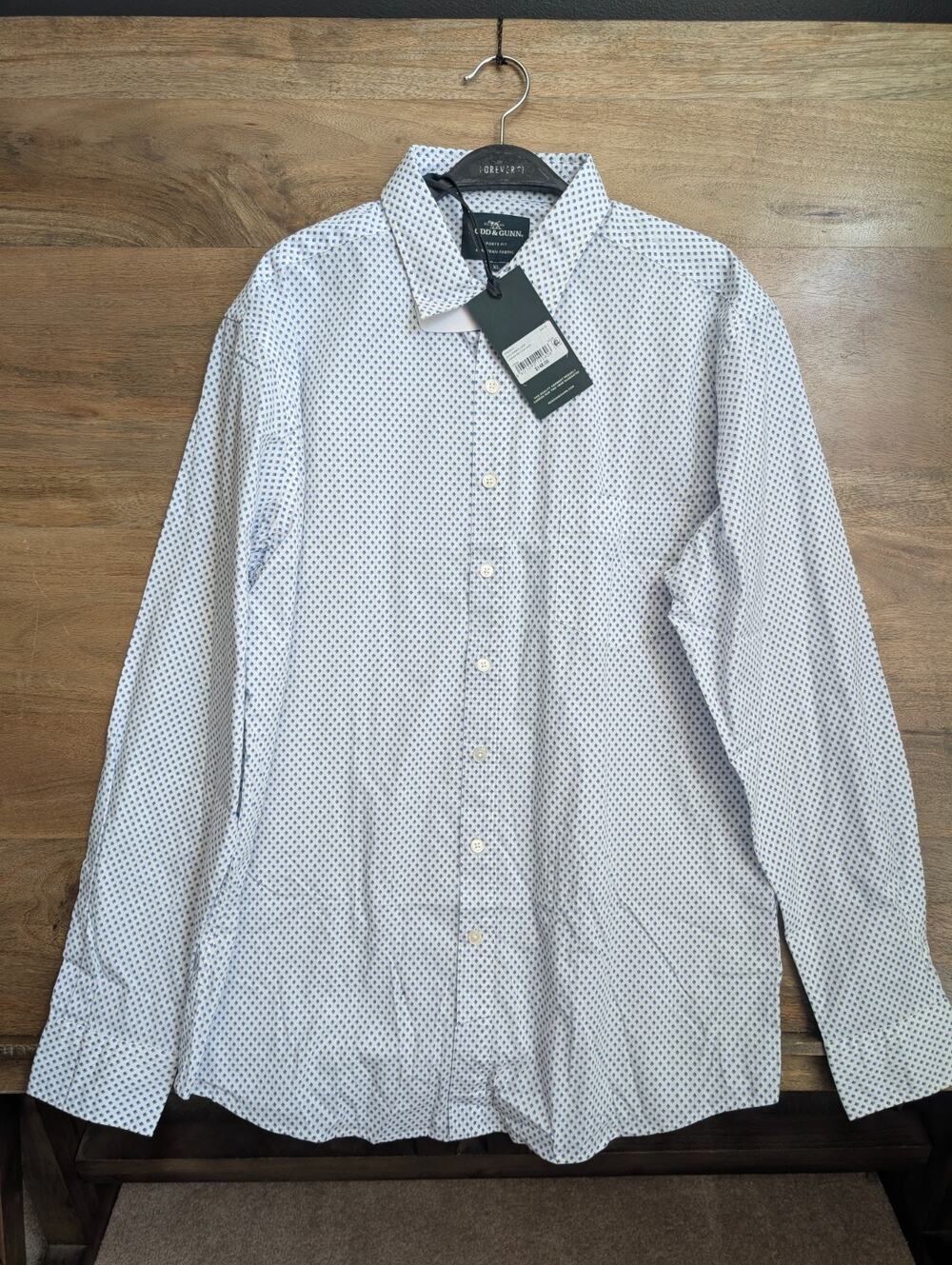 Rodd & Gunn Shirt Mens XL White Geometric Samson Bay Sports Fit Button Down